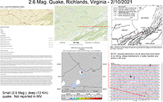 image of map and information pertaining to the February 11, 2021 Virginia earthquakes