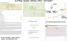 image of map and information pertaining to the May 21, 2021 Ohio earthquake