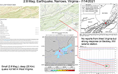 image of map and information pertaining to the July 14, 2021 Virginia earthquakes