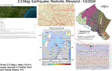 image of map and information pertaining to the January 2, 2024 Maryland earthquake