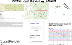 image of map and information pertaining to the February 10, 2024 West Virginia earthquake