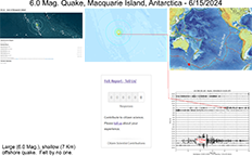 image of map and information pertaining to the June 15, 2024 Antarctic earthquake