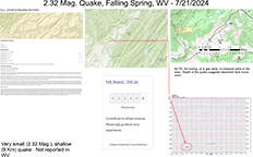 image of map and information pertaining to the July 21, 2024 West Virginia earthquake