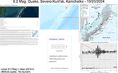 image of map and information pertaining to the October 23, 2024 Kamchatka earthquake