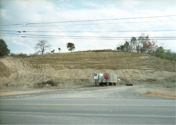 Southeastern view of alluvial terrace deposits from U.S. route 220.
