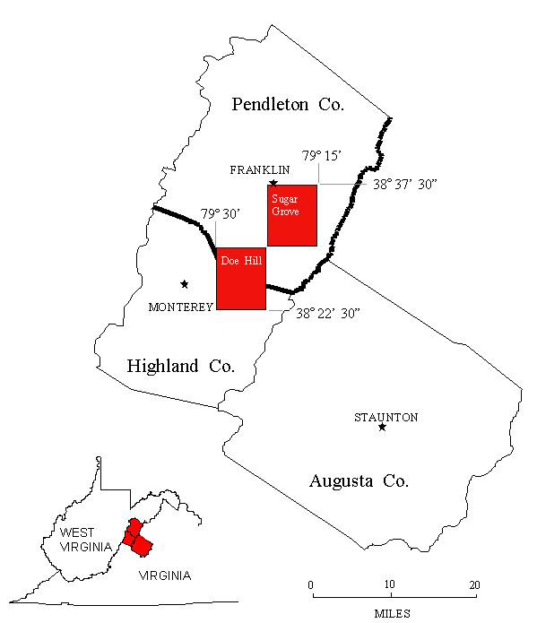 Location Map, Sugar Grove/Doe Hill Quadrangles