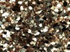 Figure 3A. Low magnification view (crossed polars) showing well sorted subrounded grains of quartz and minor 
			feldspar cemented by calcite microspar and some anhydrite.
